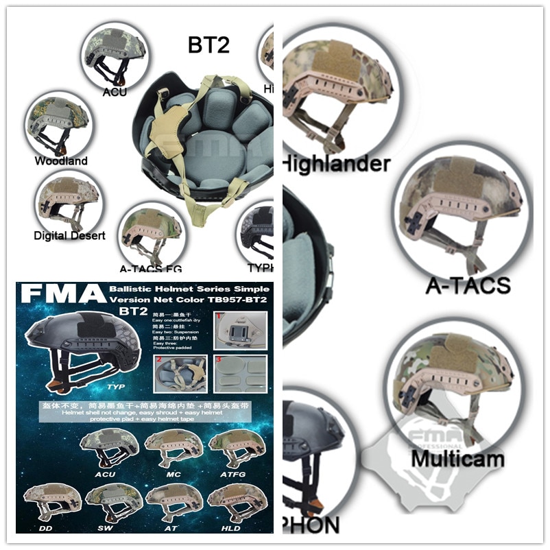 FMA 탄도 헬멧 TB957-BT2 시리즈 간단한 버전 위장 컬러 사냥 모자 무료 배송